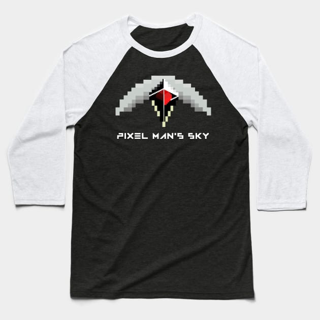 Pixel Man's Sky Baseball T-Shirt by AngoldArts